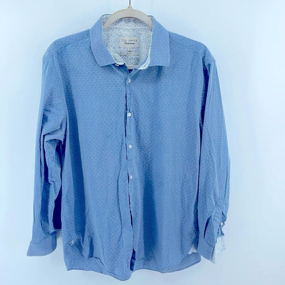 Ted Baker Endurance embroidered textured contrast cuff button up dress shirt